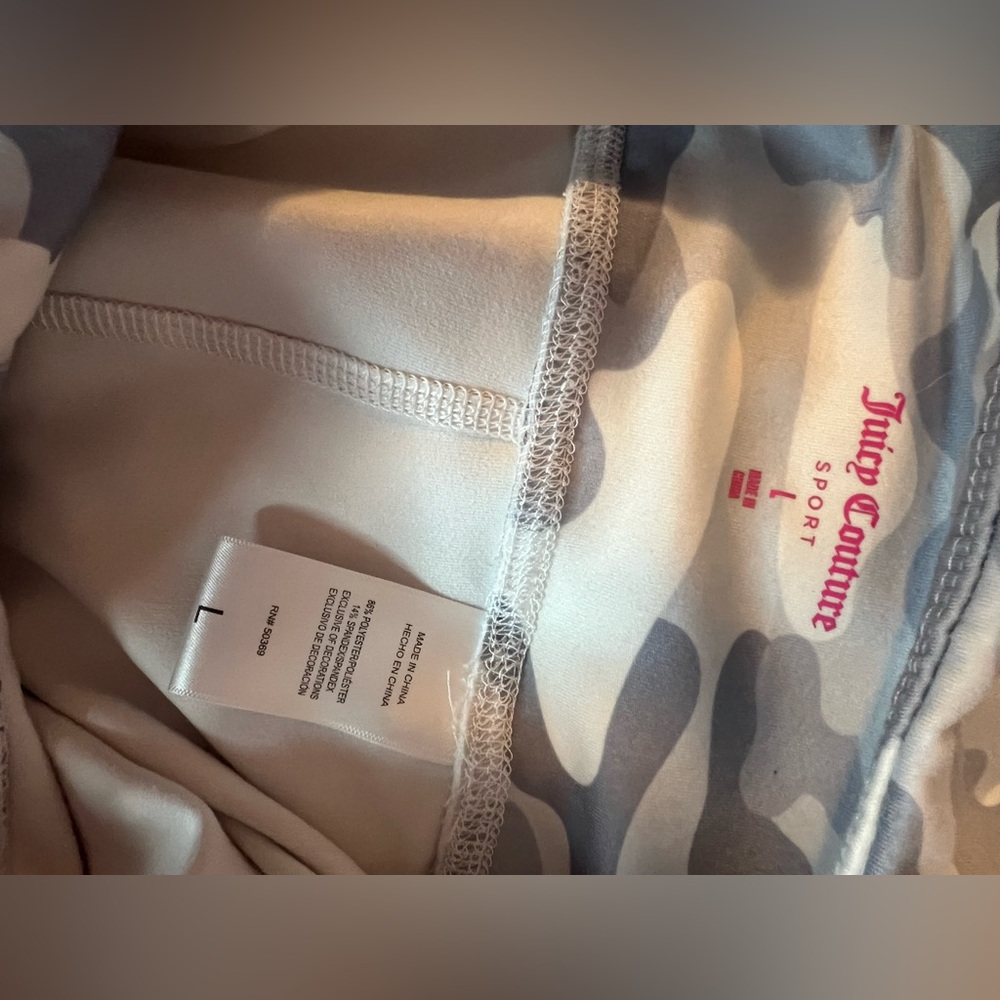 🍒 Juicy Couture Sport Leggings – Gray Camo & Glitter Stripe | Large | y2k bling - Picture 7 of 8